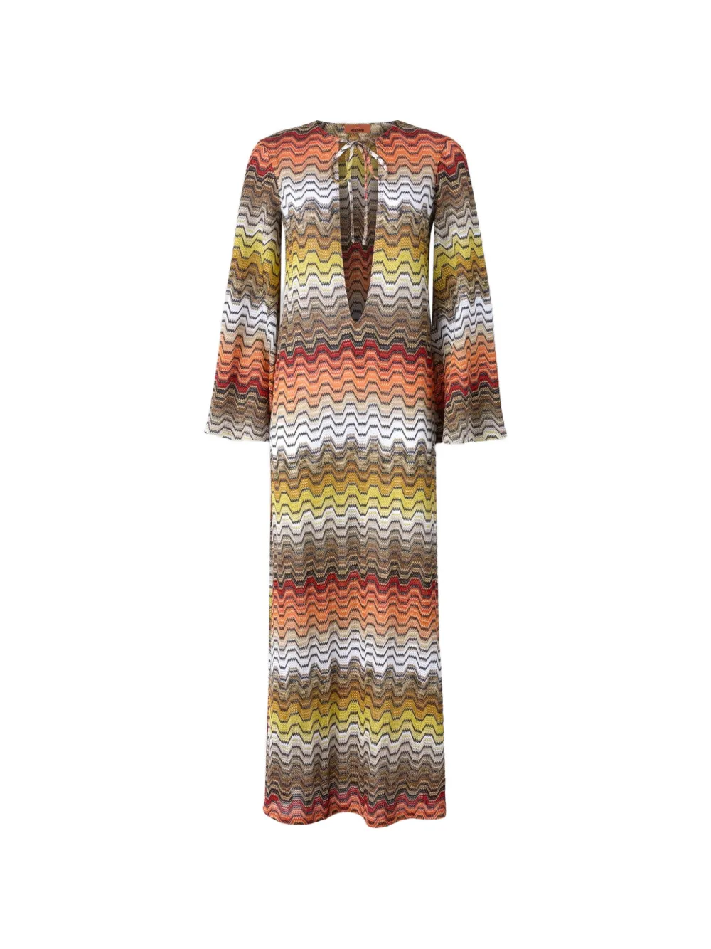 Missoni long dress with greek motif and deep V-neckline