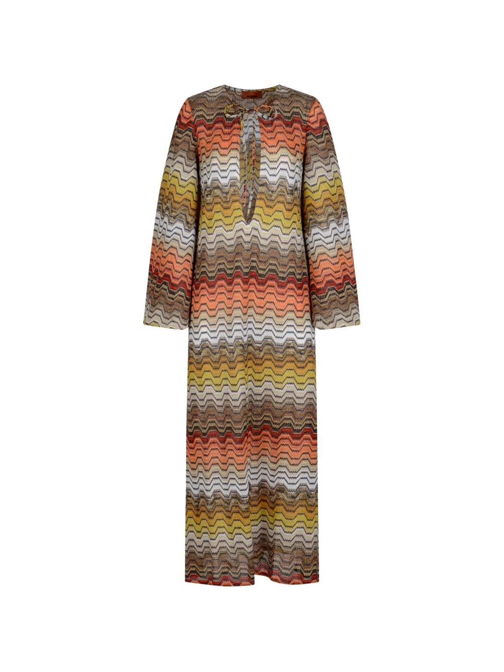 Missoni long dress with greek motif and deep V-neck