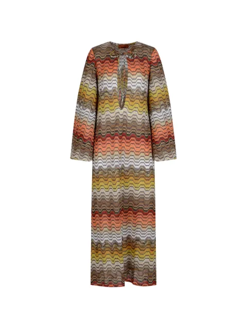 Missoni long dress with greek motif and deep V-neckline