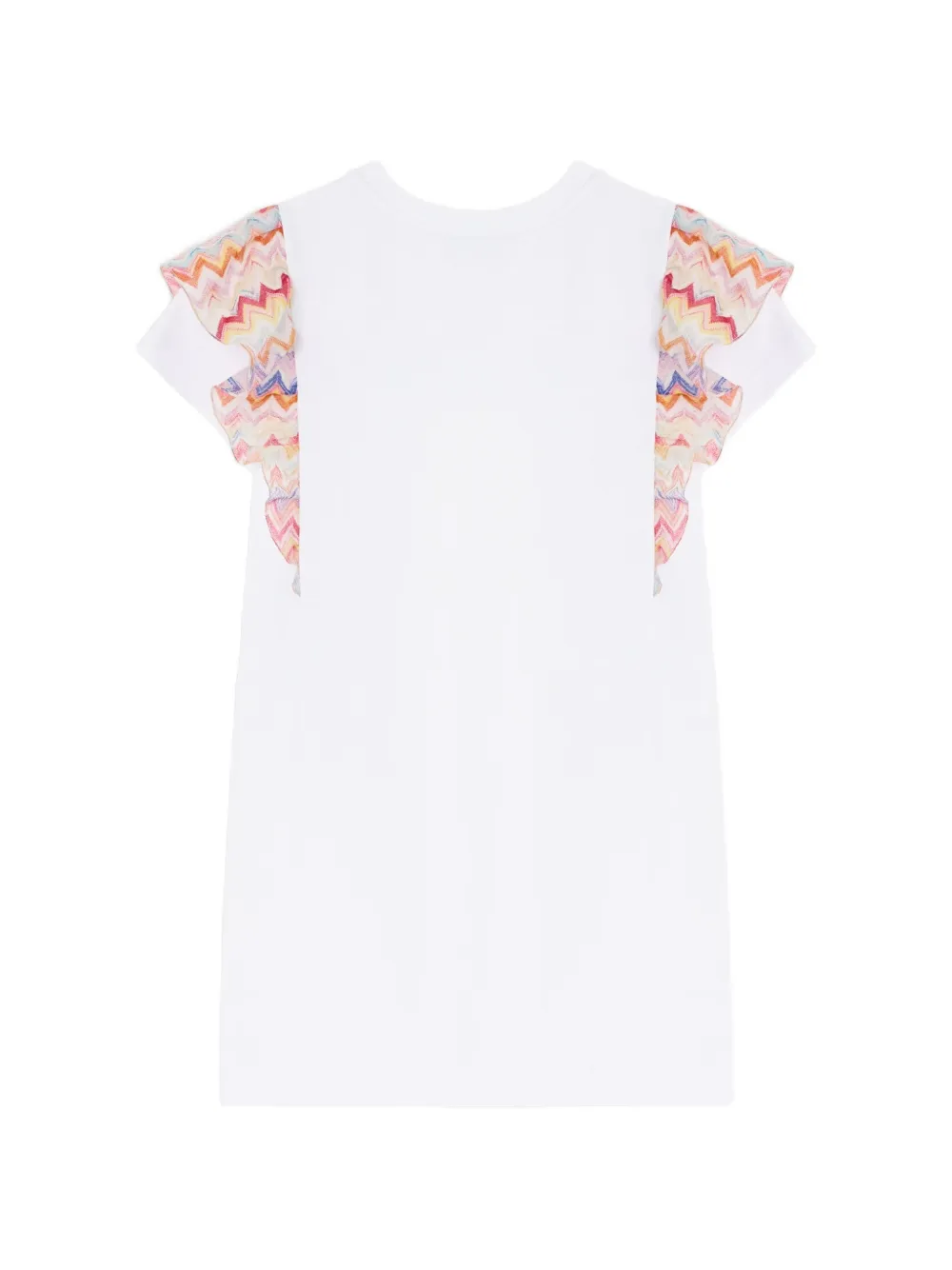 Missoni Kids Jurk met zigzag-print en ruches Wit