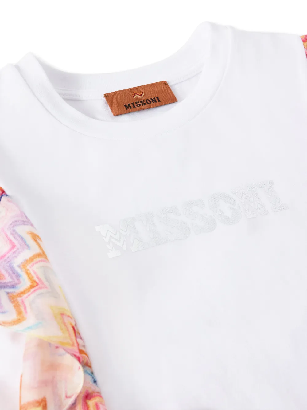 Missoni Kids Jurk met zigzag-print en ruches Wit