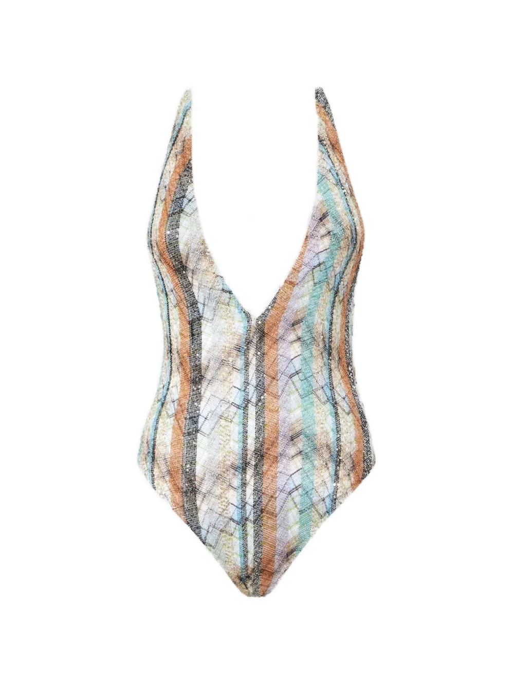 Missoni Gestreept badpak met pailletten Beige