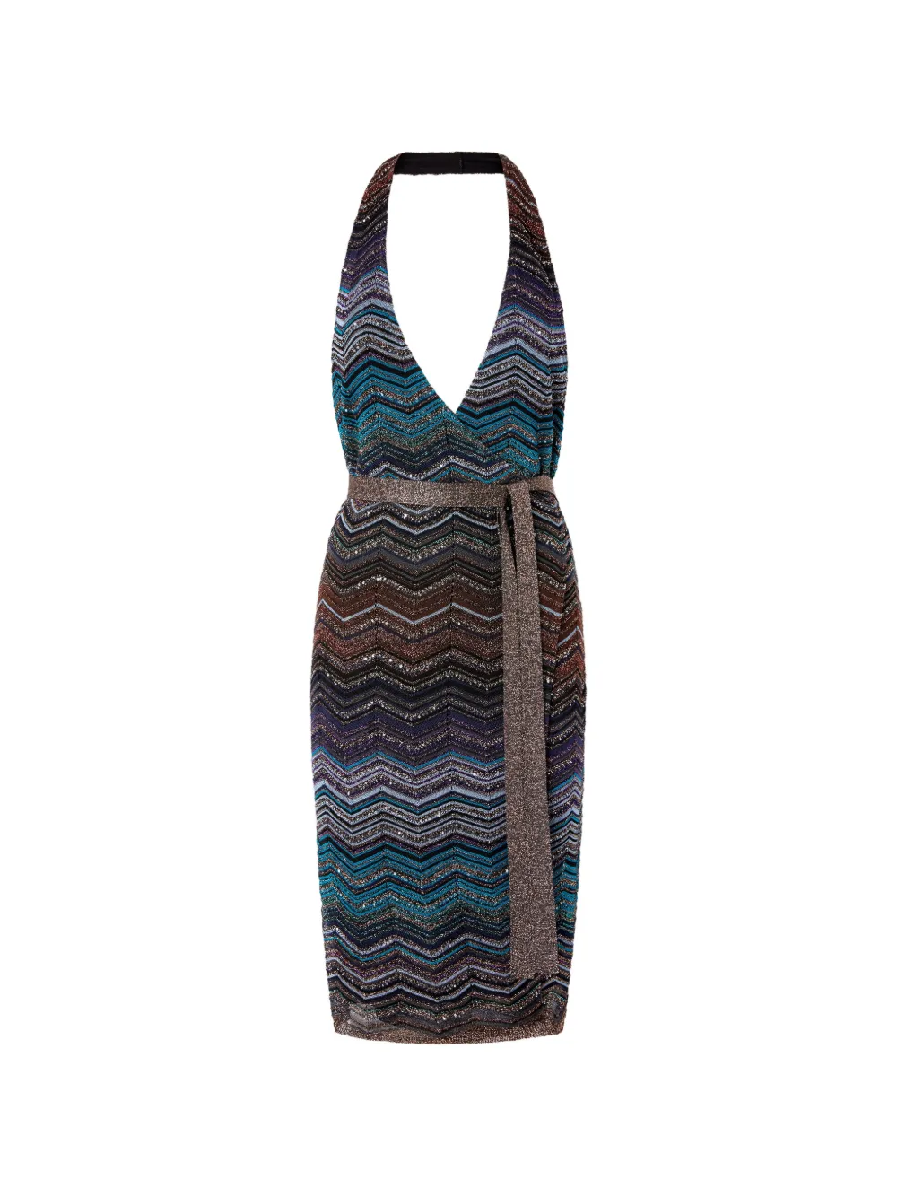 Missoni halterneck chevron-pattern midi dress - Blu