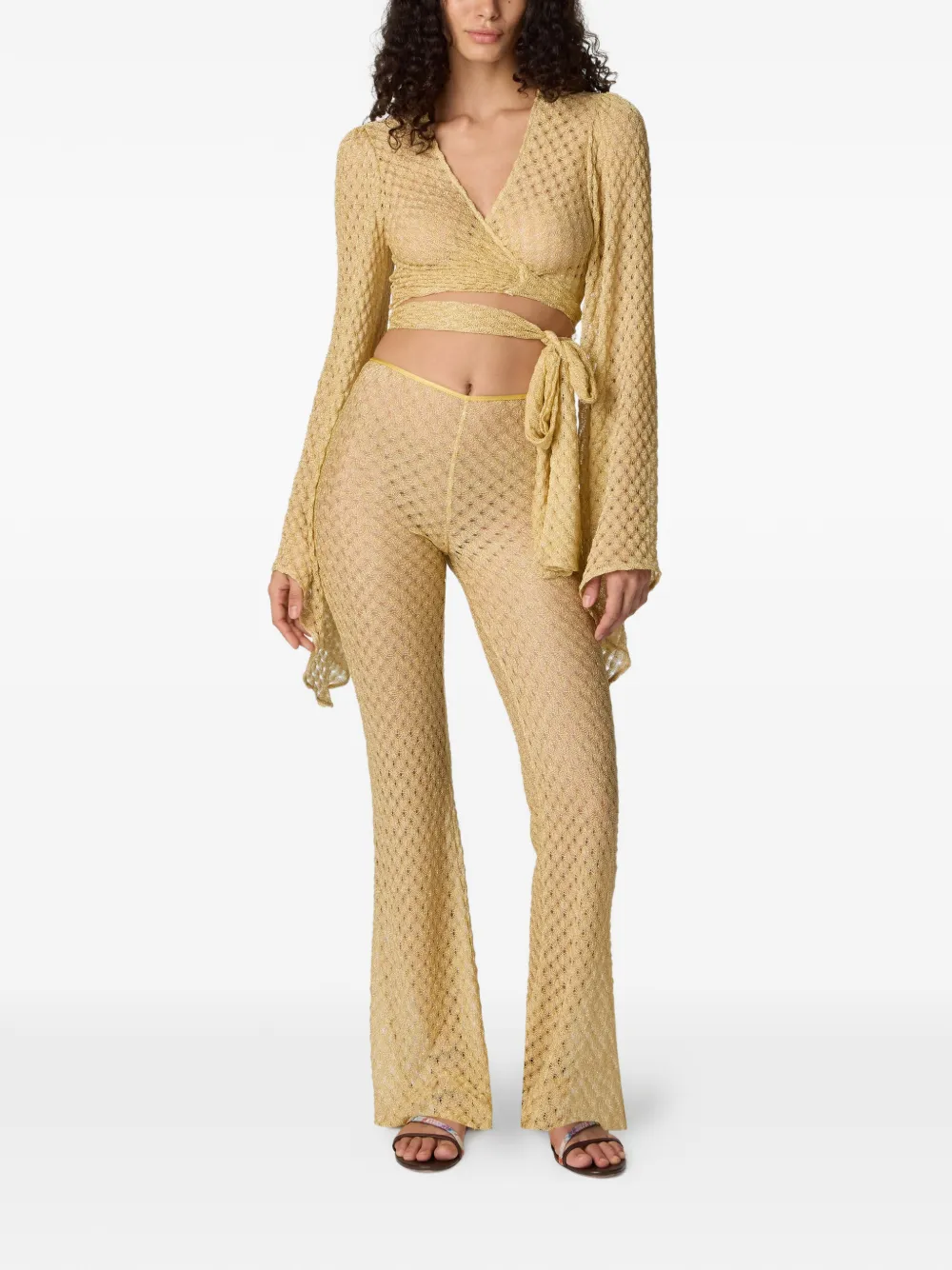  Missoni Pattern Knitted Beach Pants - Gold 