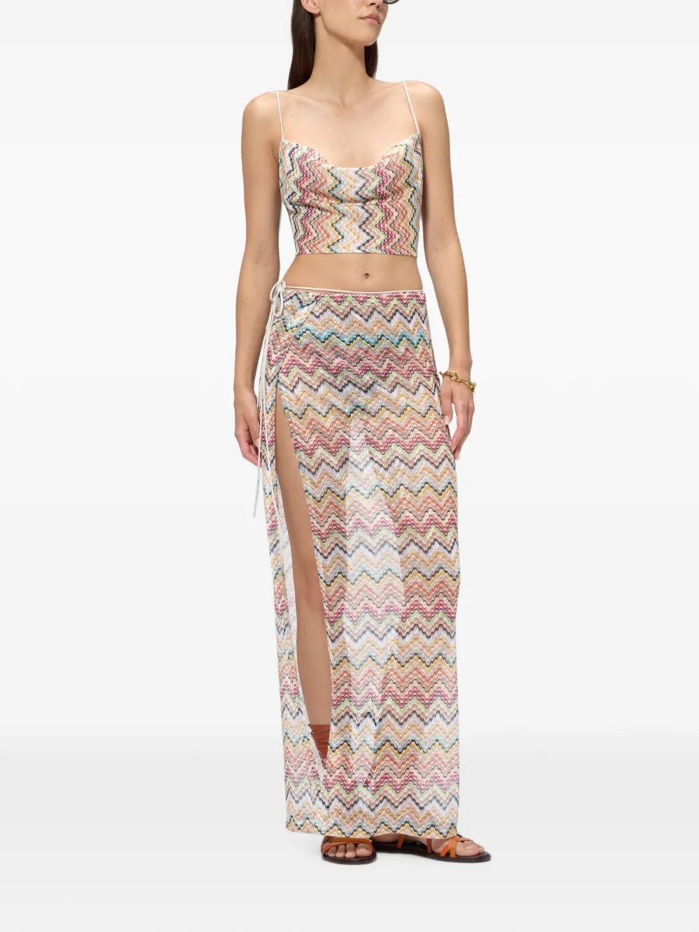 Missoni Top met sjaal en print Beige