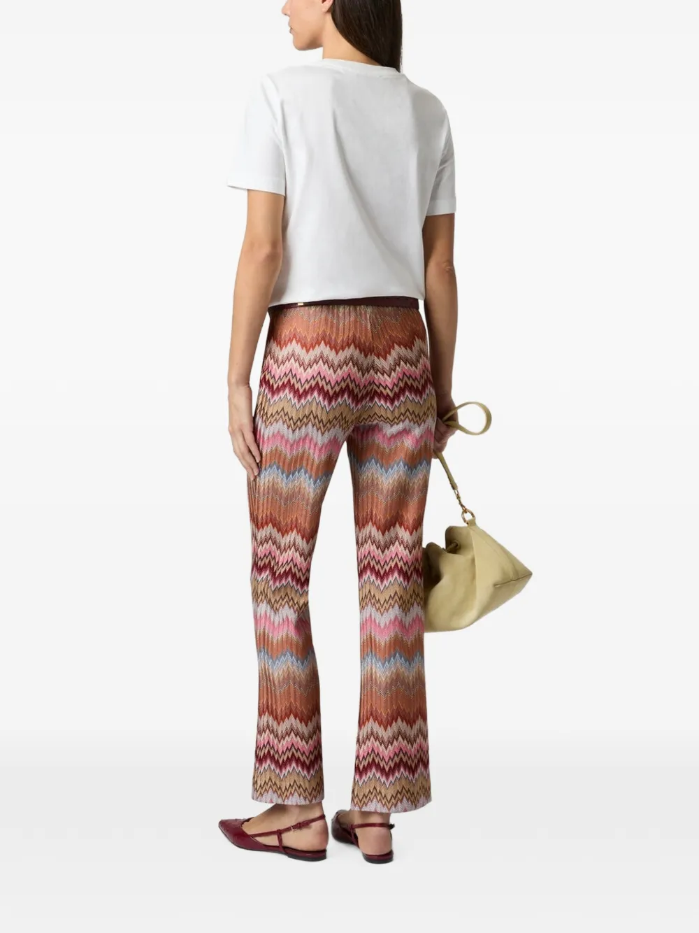 Missoni Cotton Jersey Crewneck T-shirt with Print and Logo in White, view 3