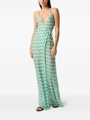 missoni fringed beach maxi dress Spectacular Missoni Multi Color Knit Halter Dress with Fringe main image 1