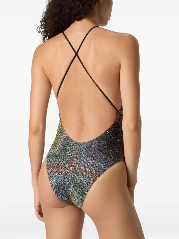Missoni V-neck Zigzag Swimsuit | Black | FARFETCH