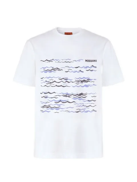 Missoni crew-neck cotton T-shirt with wave print and logo