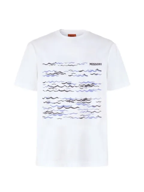 Missoni crew-neck cotton T-shirt with wave print and logo