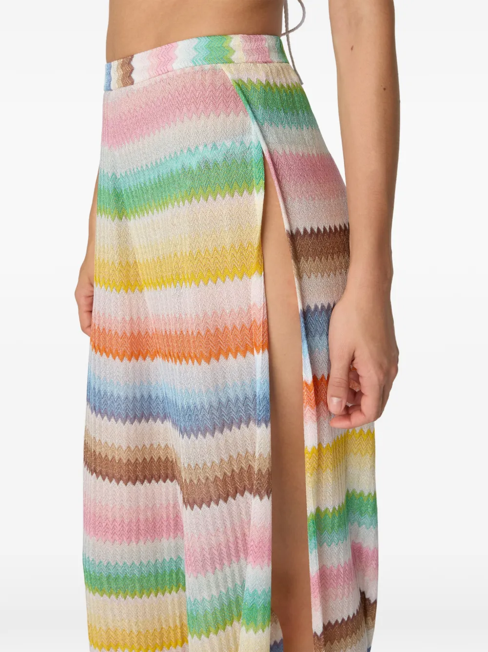  Missoni Zigzag-pattern Slit Beach Trousers - White 