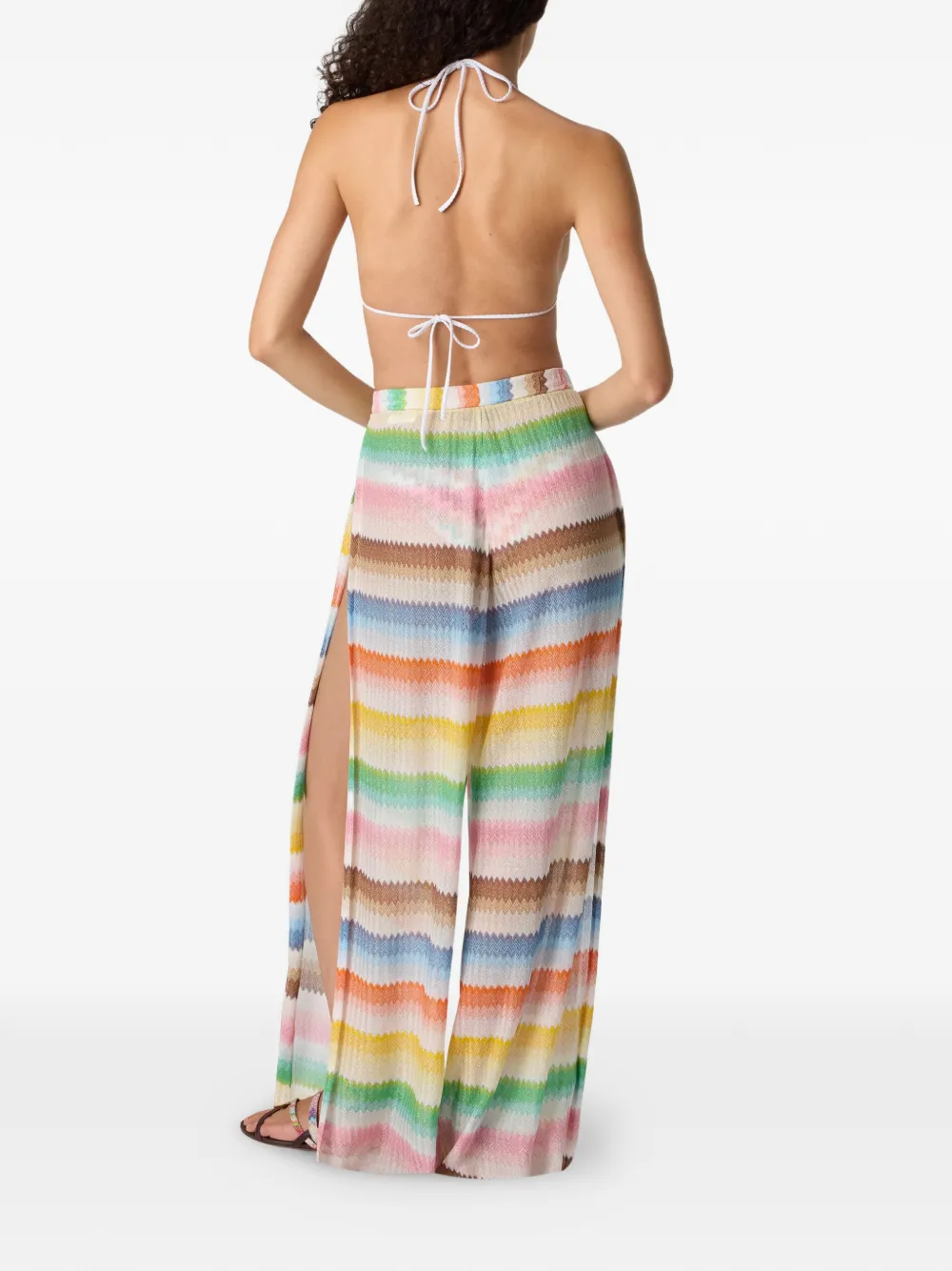 zigzag-pattern slit beach trousers