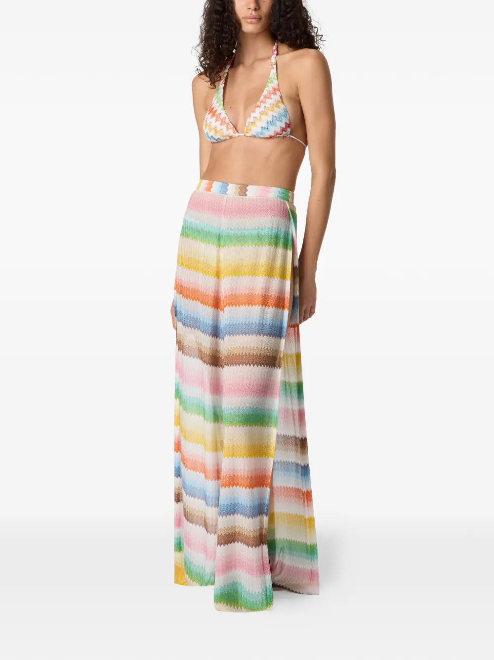 Missoni Zigzag-pattern Slit Beach Trousers - White 