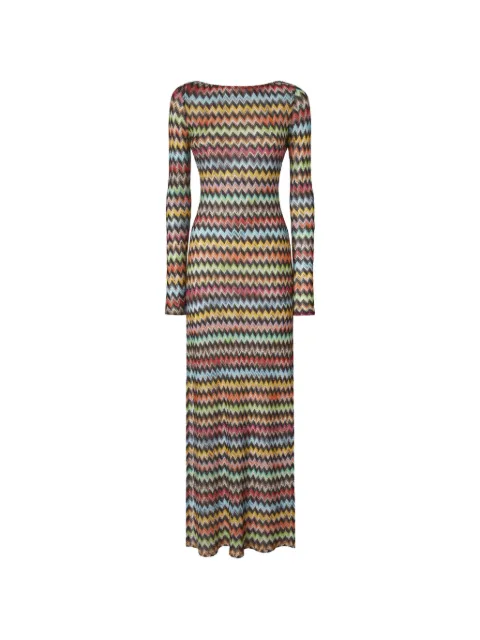 Missoni long-sleeve zigzag-pattern beach dress