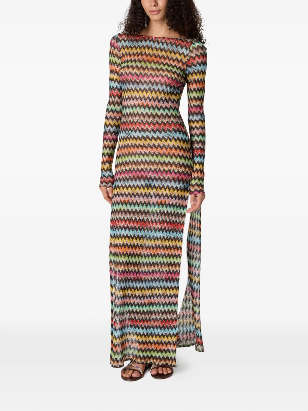 Missoni Strandjurk met zigzag patroon en lange mouwen Bruin