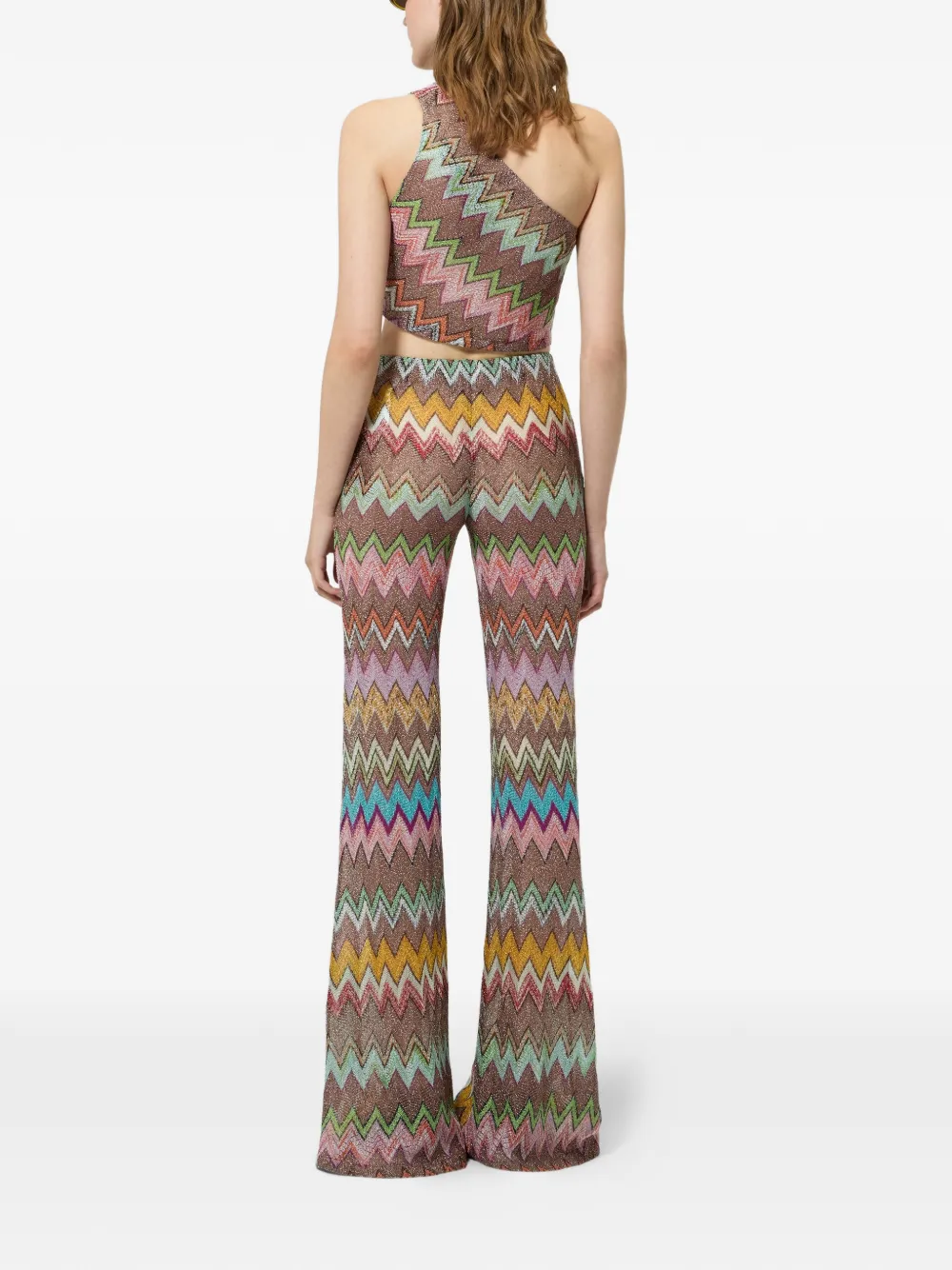 Missoni Asymmetrische top van lamé viscose met zigzag-patroon Beige