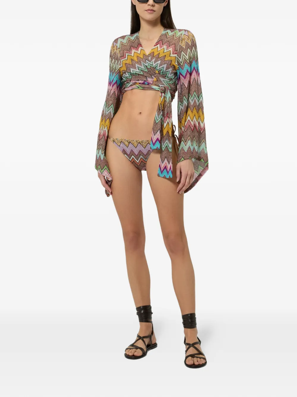 Missoni Top met zigzag-patroon en lange mouwen Bruin