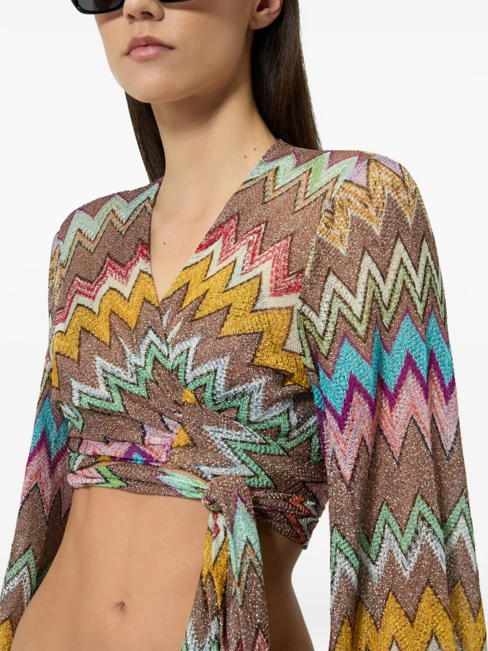 Missoni Top met zigzag-patroon en lange mouwen Bruin