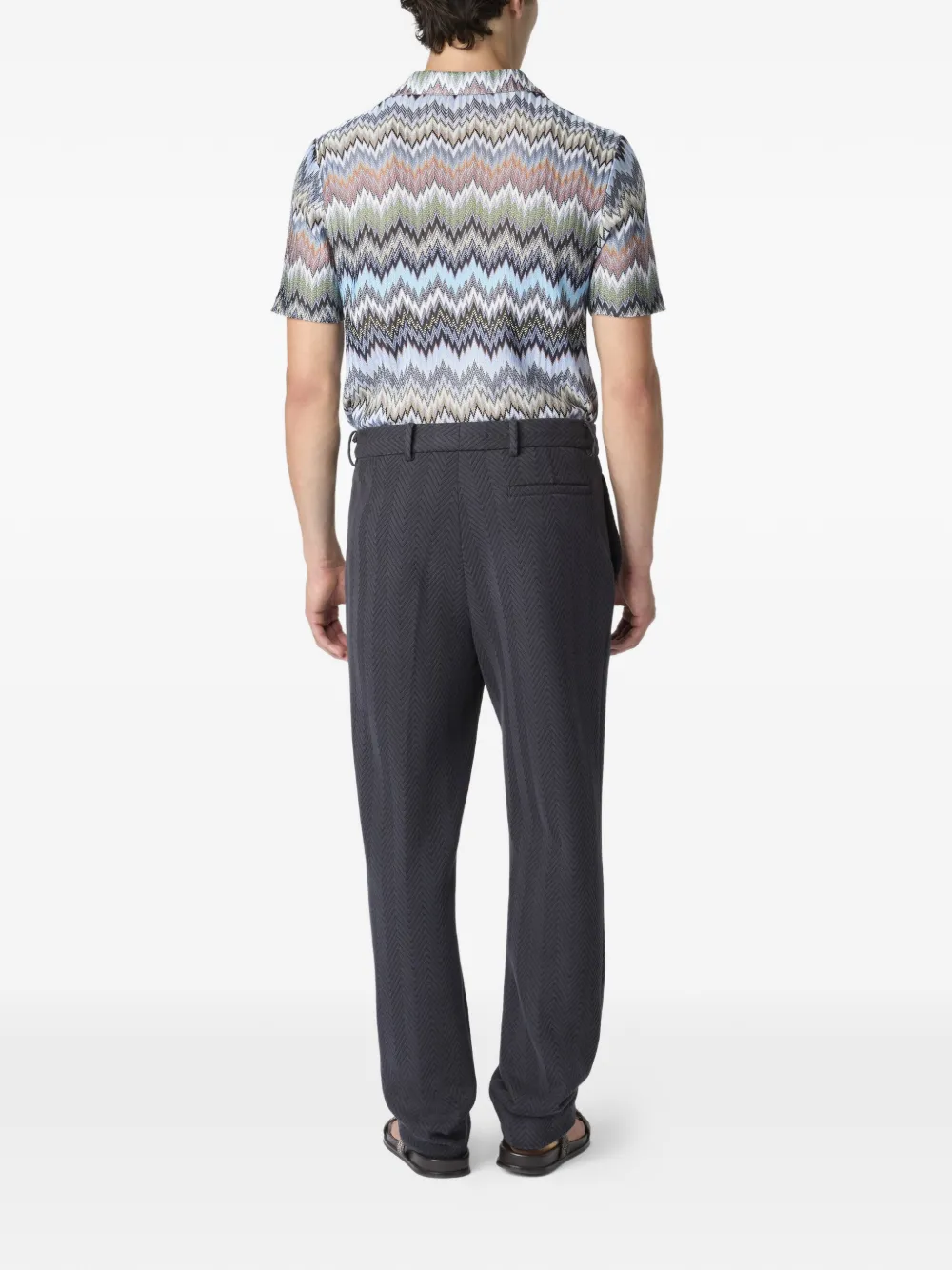 Missoni Overhemd met zigzag-patroon en korte mouwen Blauw