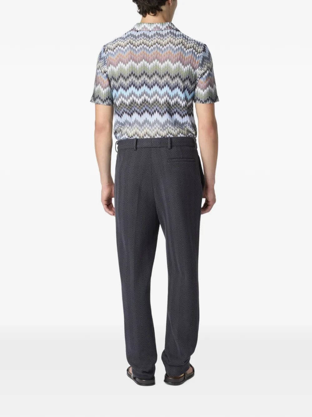 Missoni Overhemd met zigzag-patroon en korte mouwen Blauw