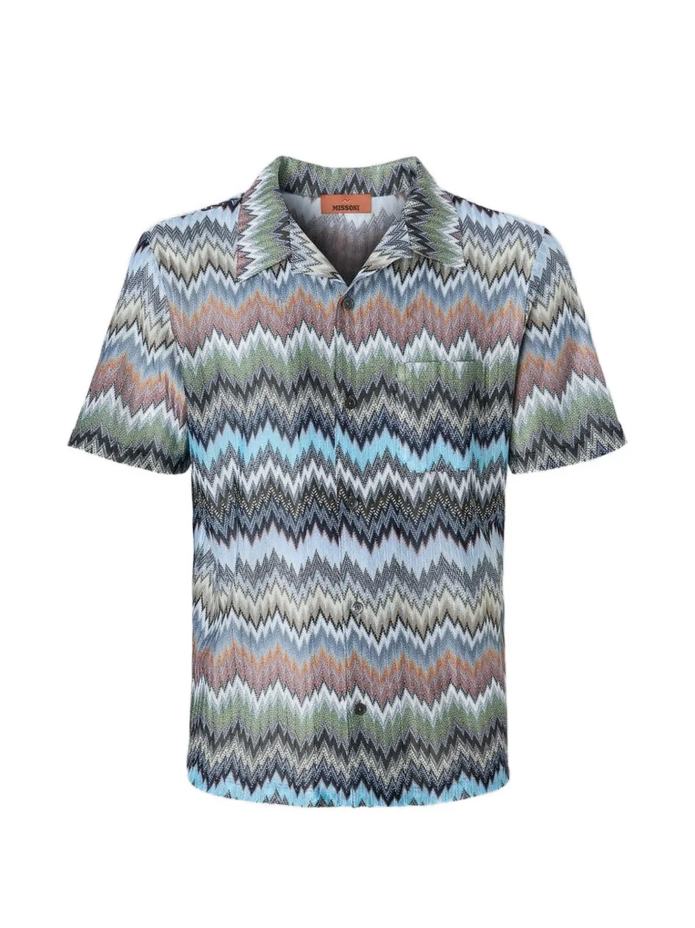 Missoni Overhemd met zigzag-patroon en korte mouwen Blauw