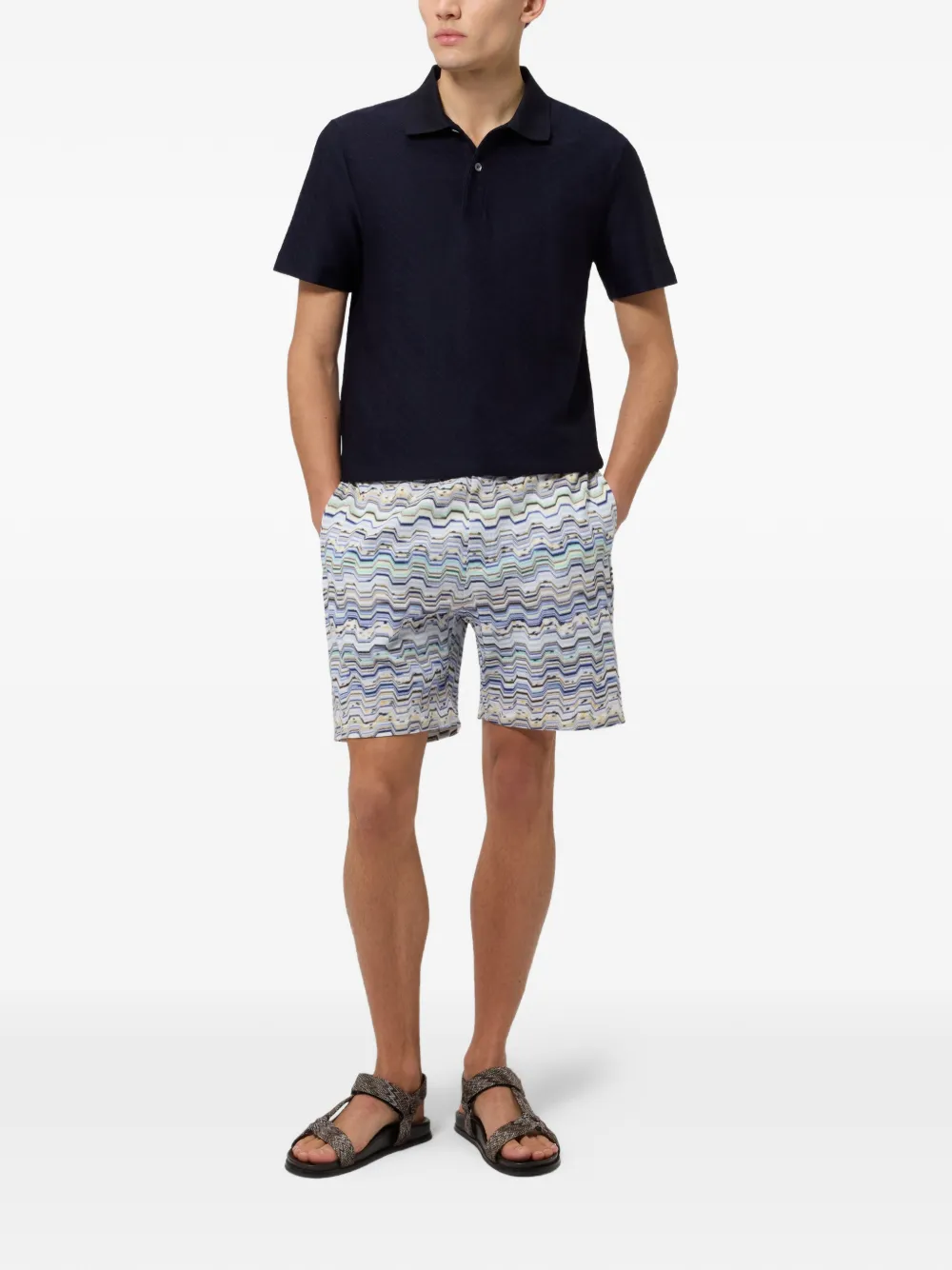 Missoni Poloshirt met zigzag-patroon Blauw