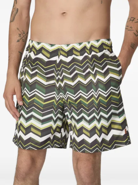 Missoni long swim shorts with irregular zigzag print