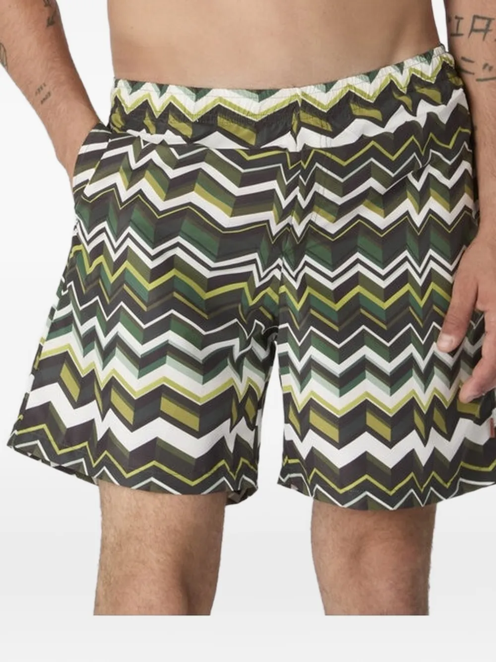 Missoni Zwembroek met zigzag-patroon Groen