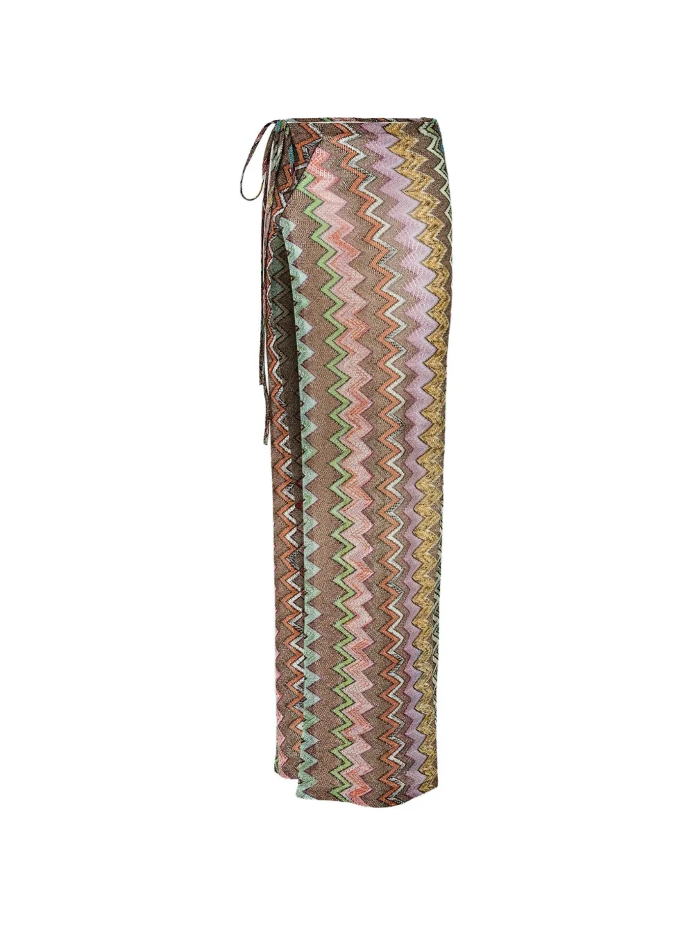 Missoni long pareo skirt in lamé with macro Zigzag pattern