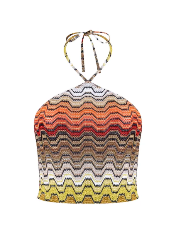 Missoni Top in Viscose Lamé with Halterneck in Neutrals