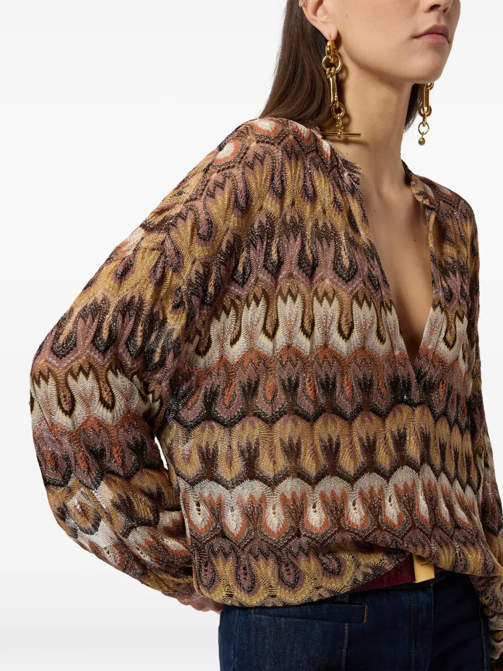 Missoni V-neck Patterned Top In Multi