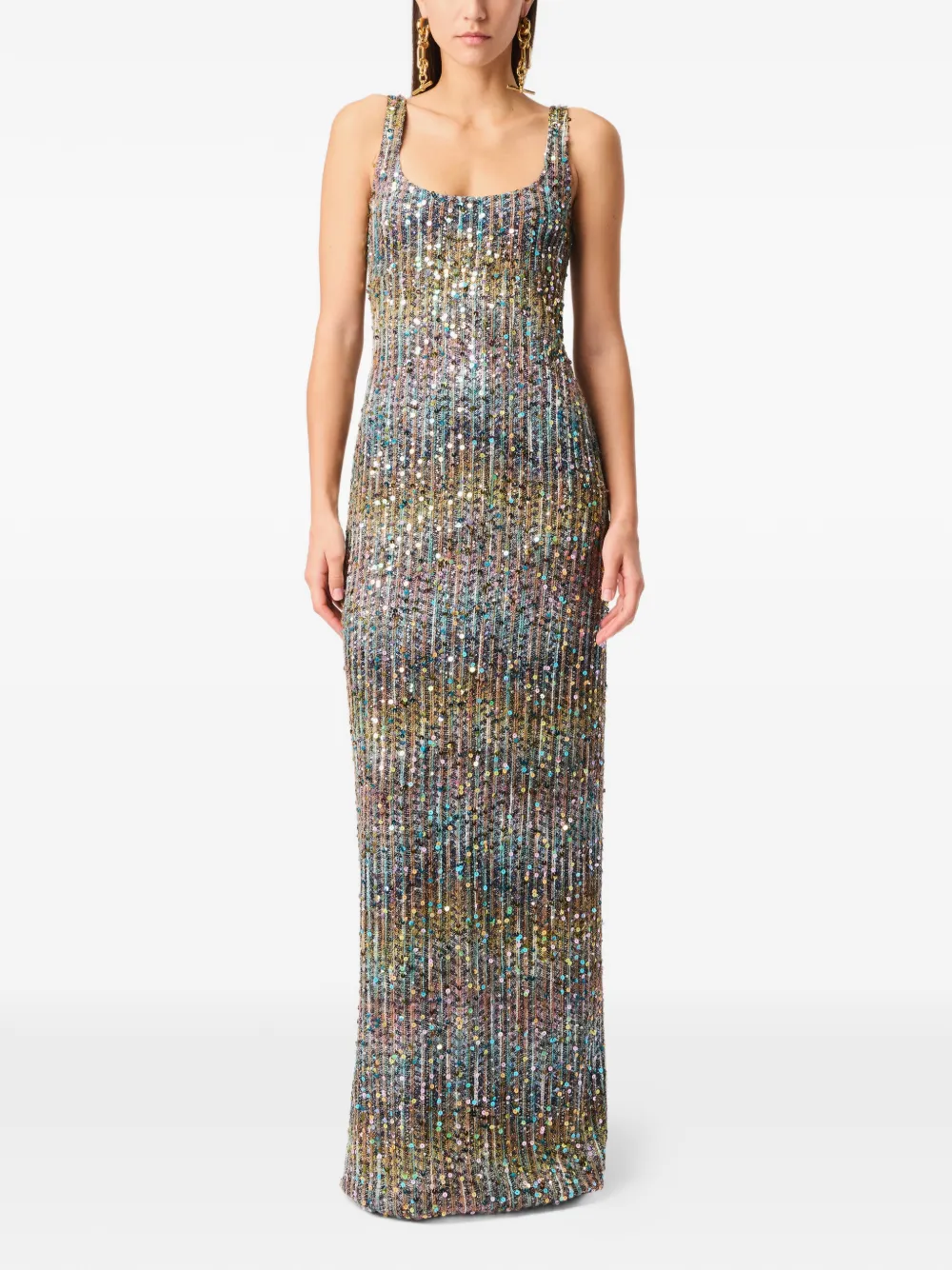 Missoni Maxi-jurk verfraaid met pailletten en zigzag-patroon Blauw