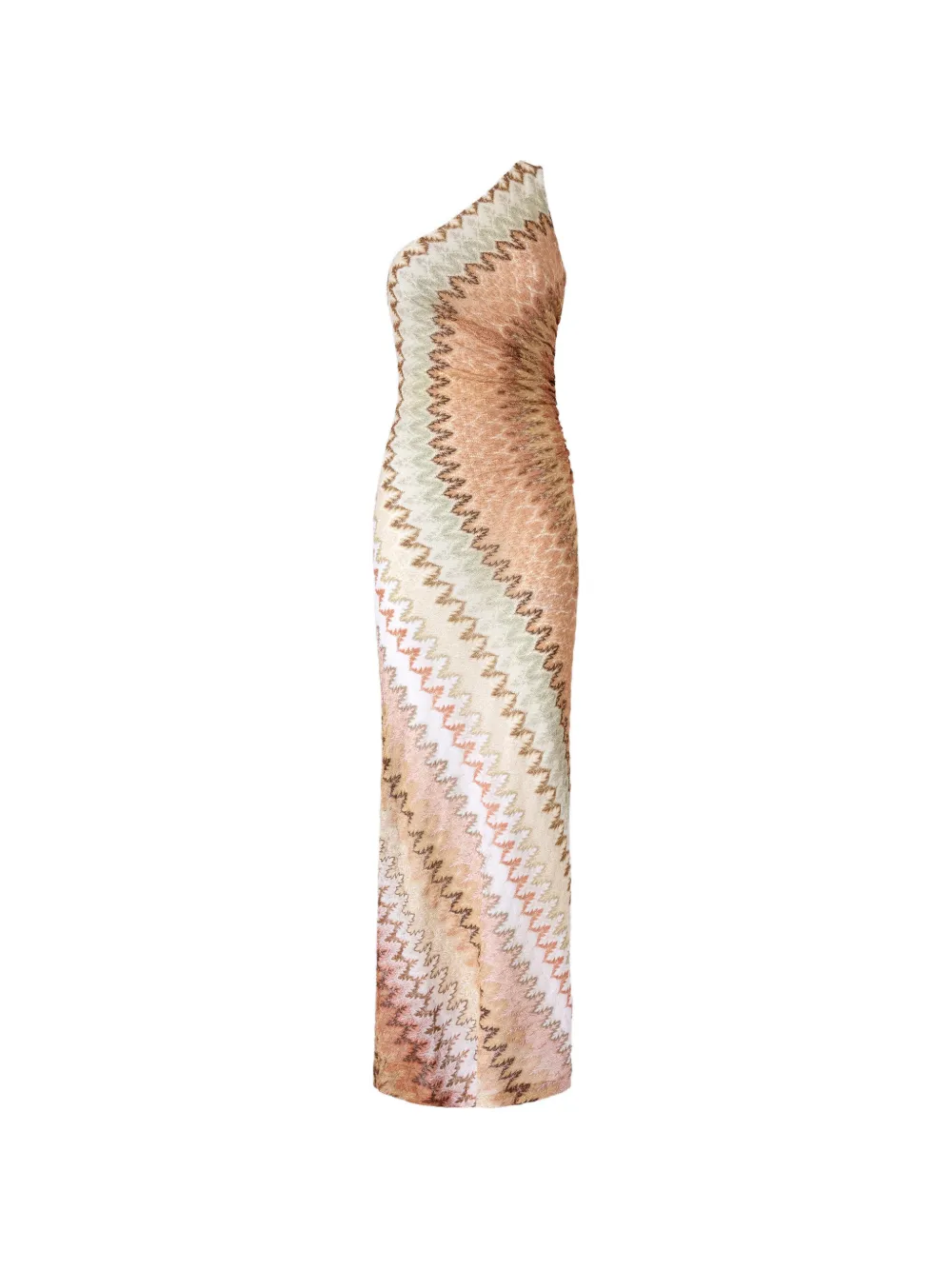 Missoni one-shoulder zigzag-knit maxi dress - Toni neutri