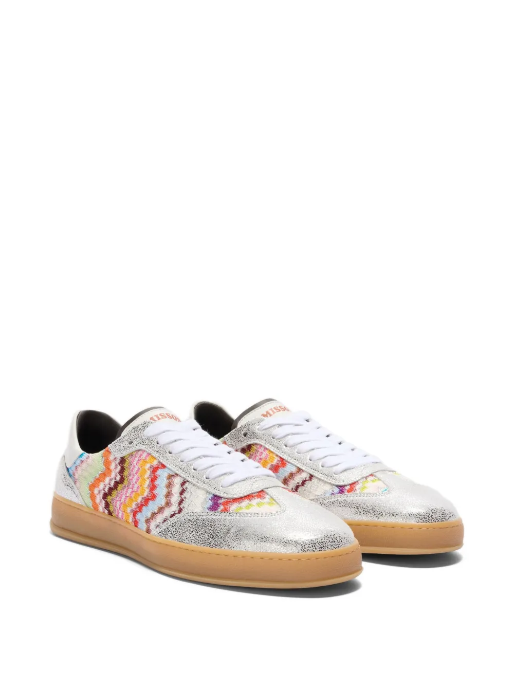 Missoni zigzag-knit metallic-effect sneakers Zilver