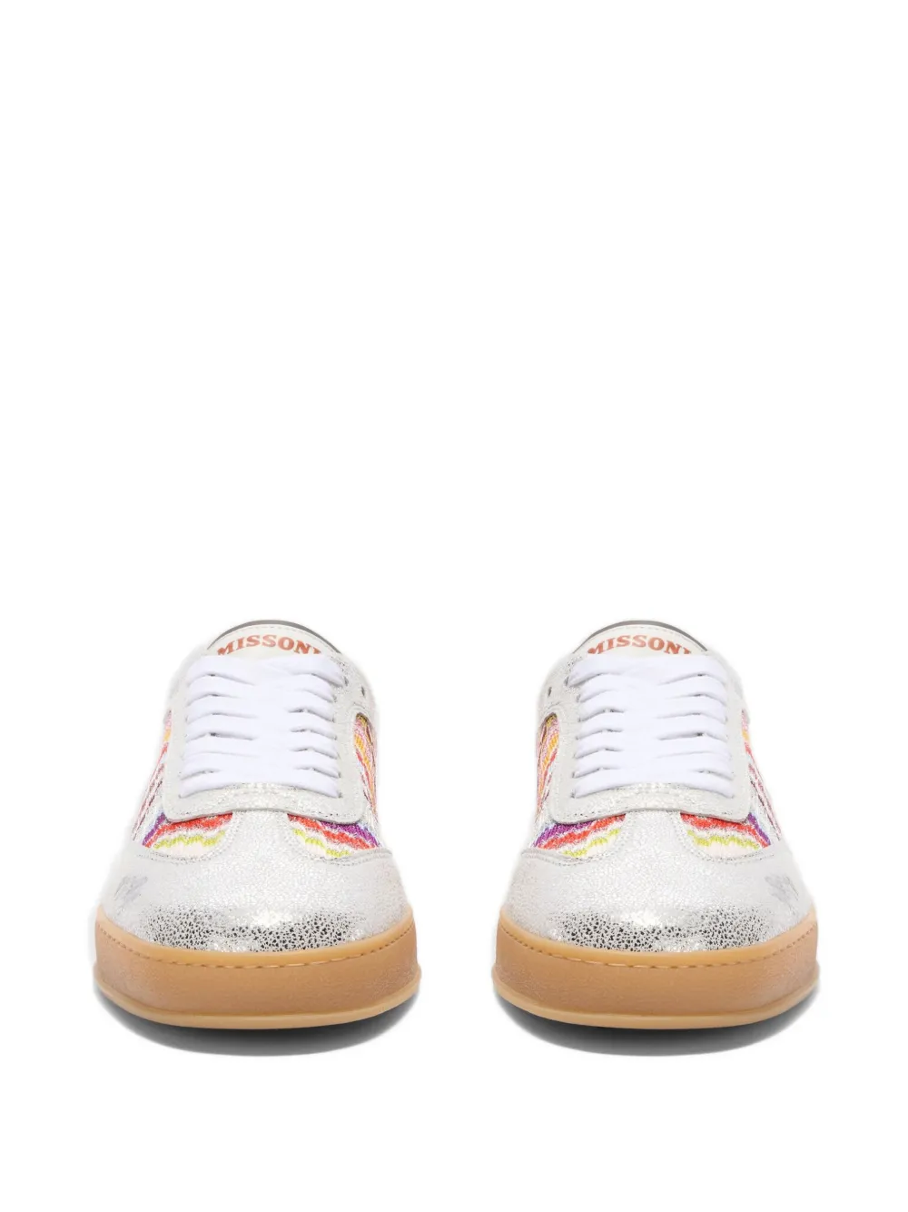 Missoni zigzag-knit metallic-effect sneakers Zilver