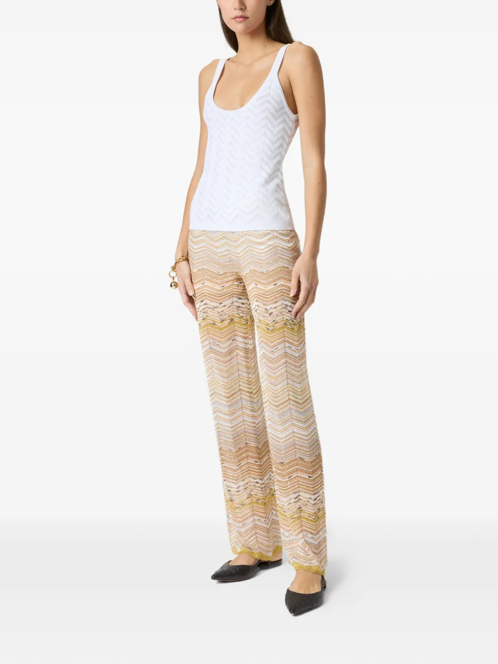 Missoni Broek verfraaid met pailletten en chevron patroon Beige