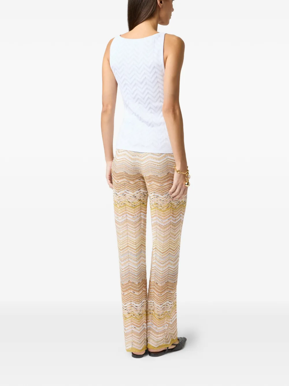 Missoni Broek verfraaid met pailletten en chevron patroon Beige