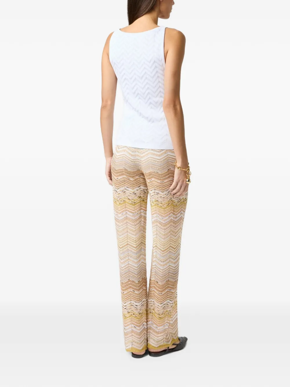 Missoni Broek verfraaid met pailletten en chevron patroon Beige