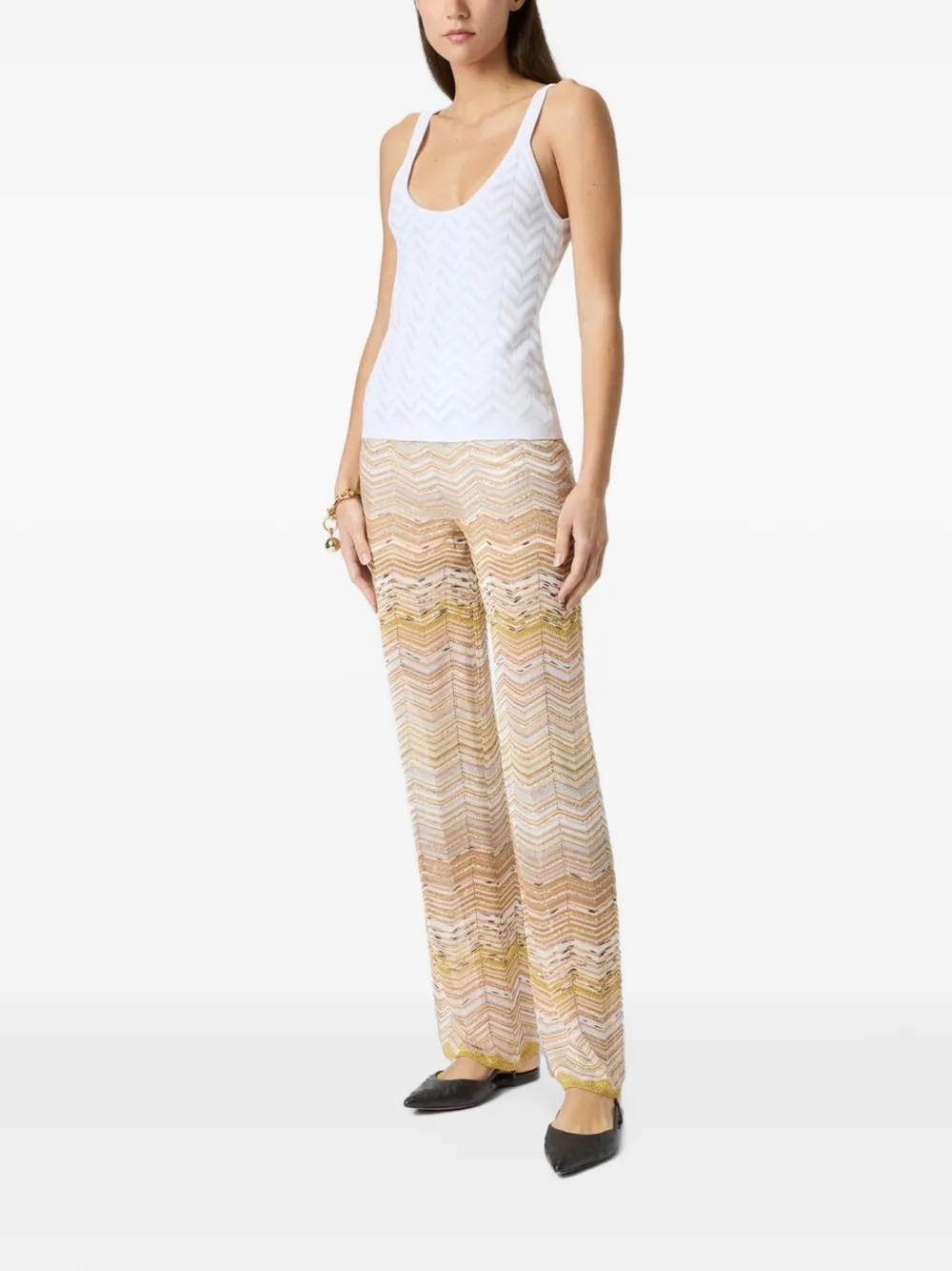 Missoni Broek verfraaid met pailletten en chevron patroon Beige