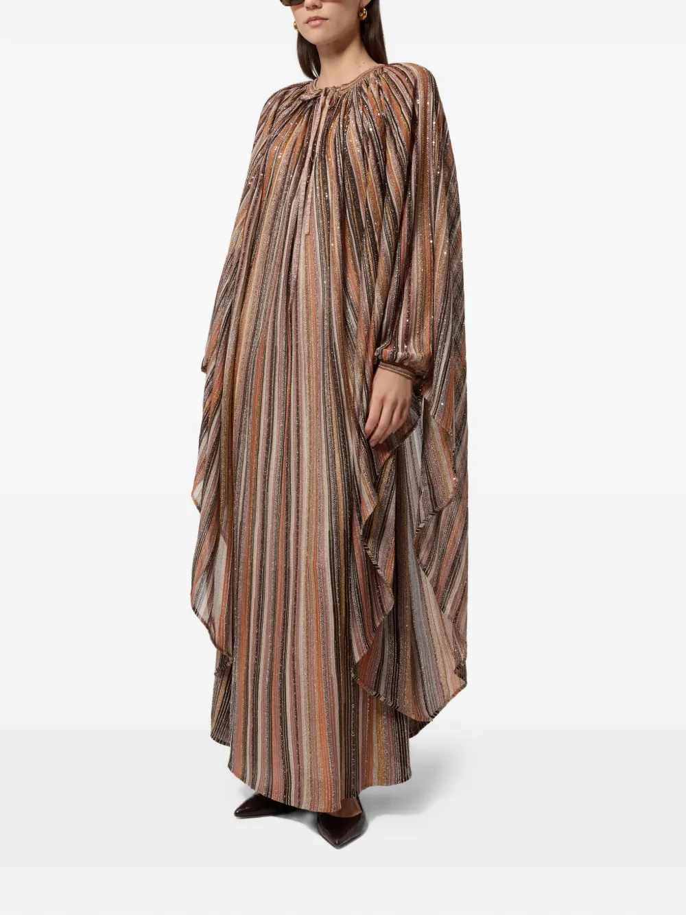 Missoni Gestreepte maxi-jurk met verfraaiing Bruin