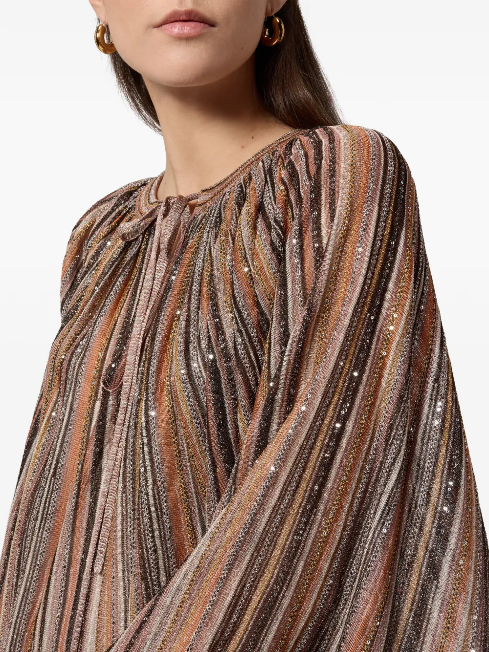Missoni Gestreepte maxi-jurk met verfraaiing Bruin