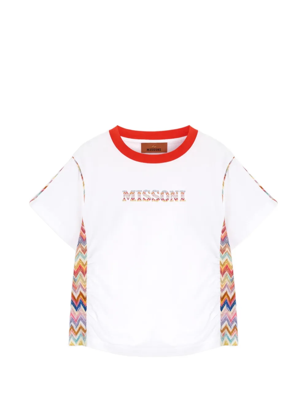 Missoni Kids zigzag-inserts logo-print T-shirt - Bianco