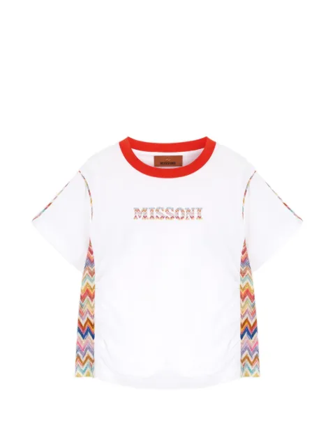 Missoni Kids zigzag-inserts logo-print T-shirt
