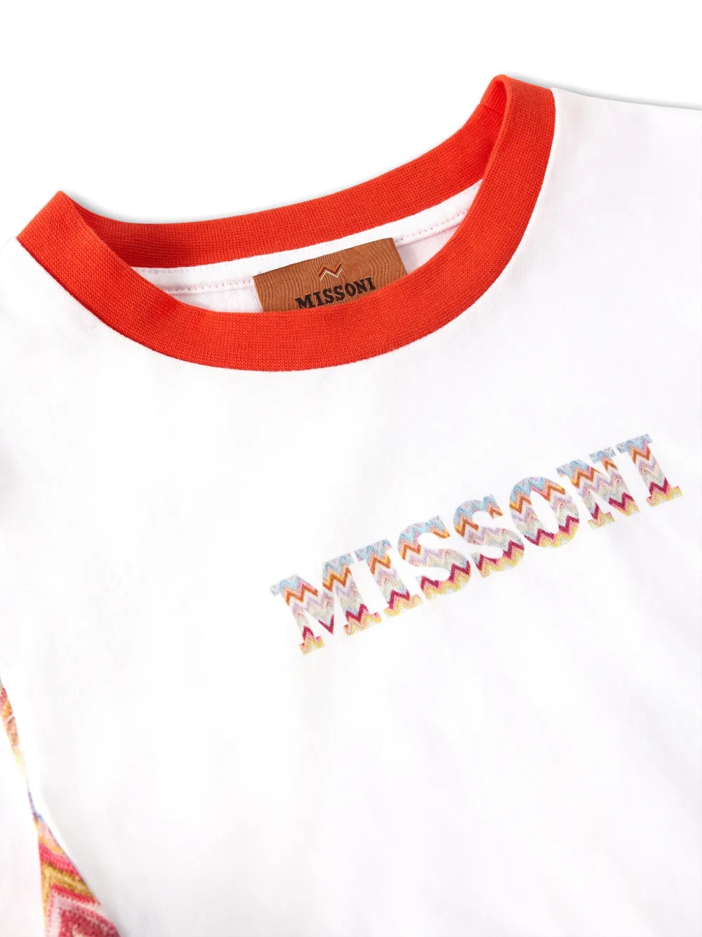 Missoni Kids T-shirt met zigzag-patroon en logo-print Wit