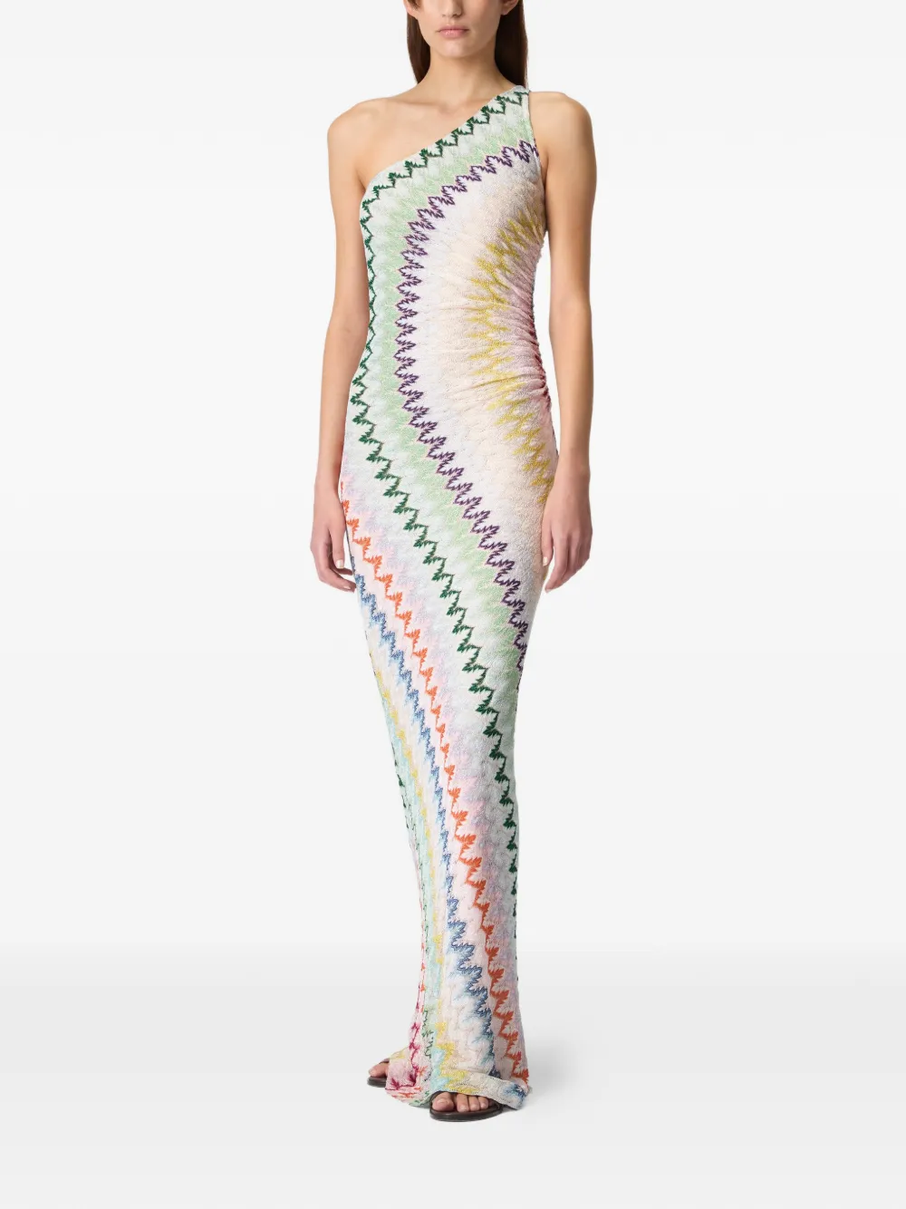 Missoni Asymmetrische maxi-jurk met zigzag-patroon Beige