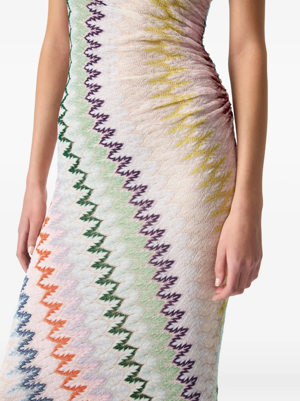 Missoni Asymmetrische maxi-jurk met zigzag-patroon Beige