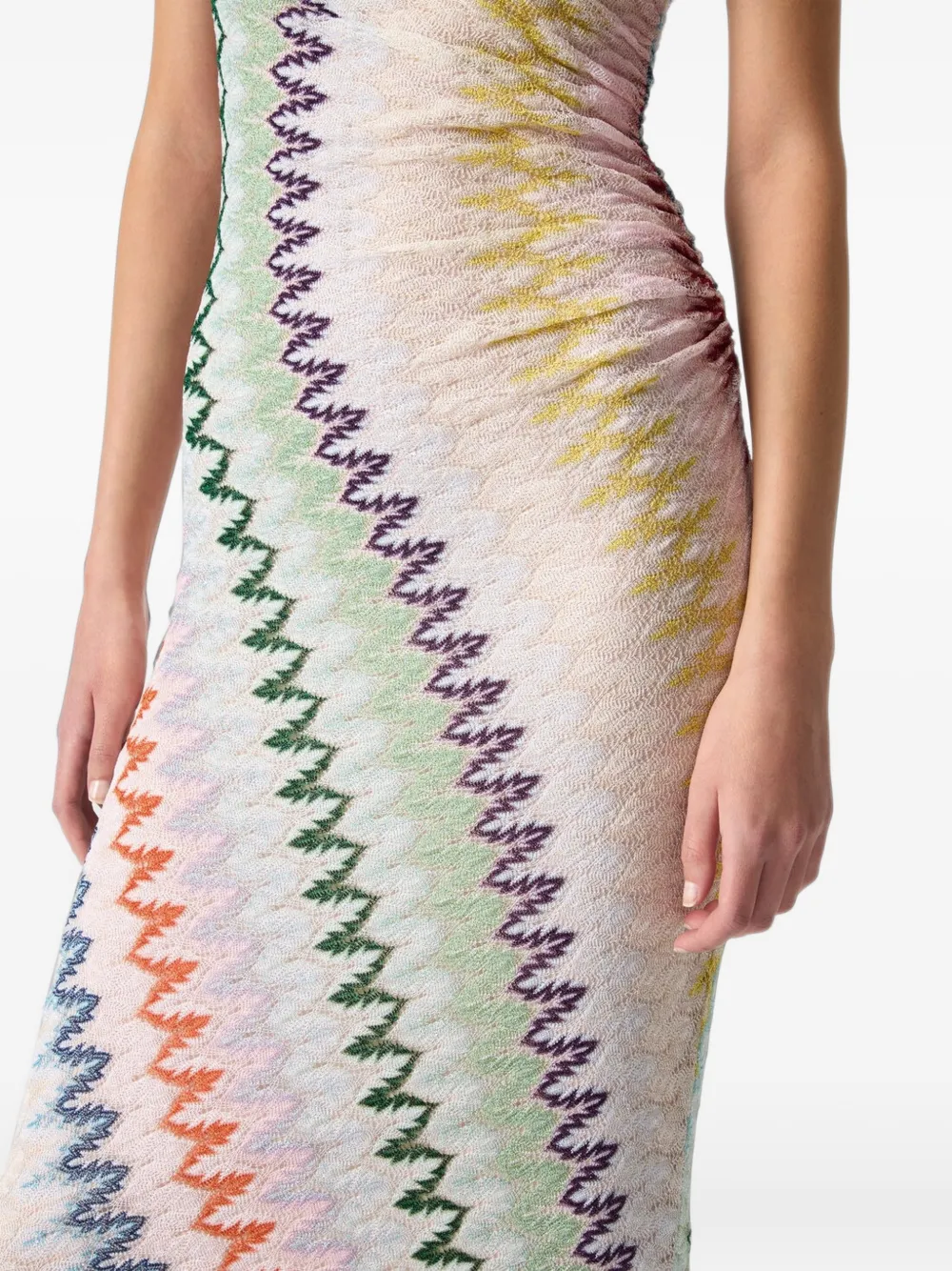Missoni Asymmetrische maxi-jurk met zigzag-patroon Beige
