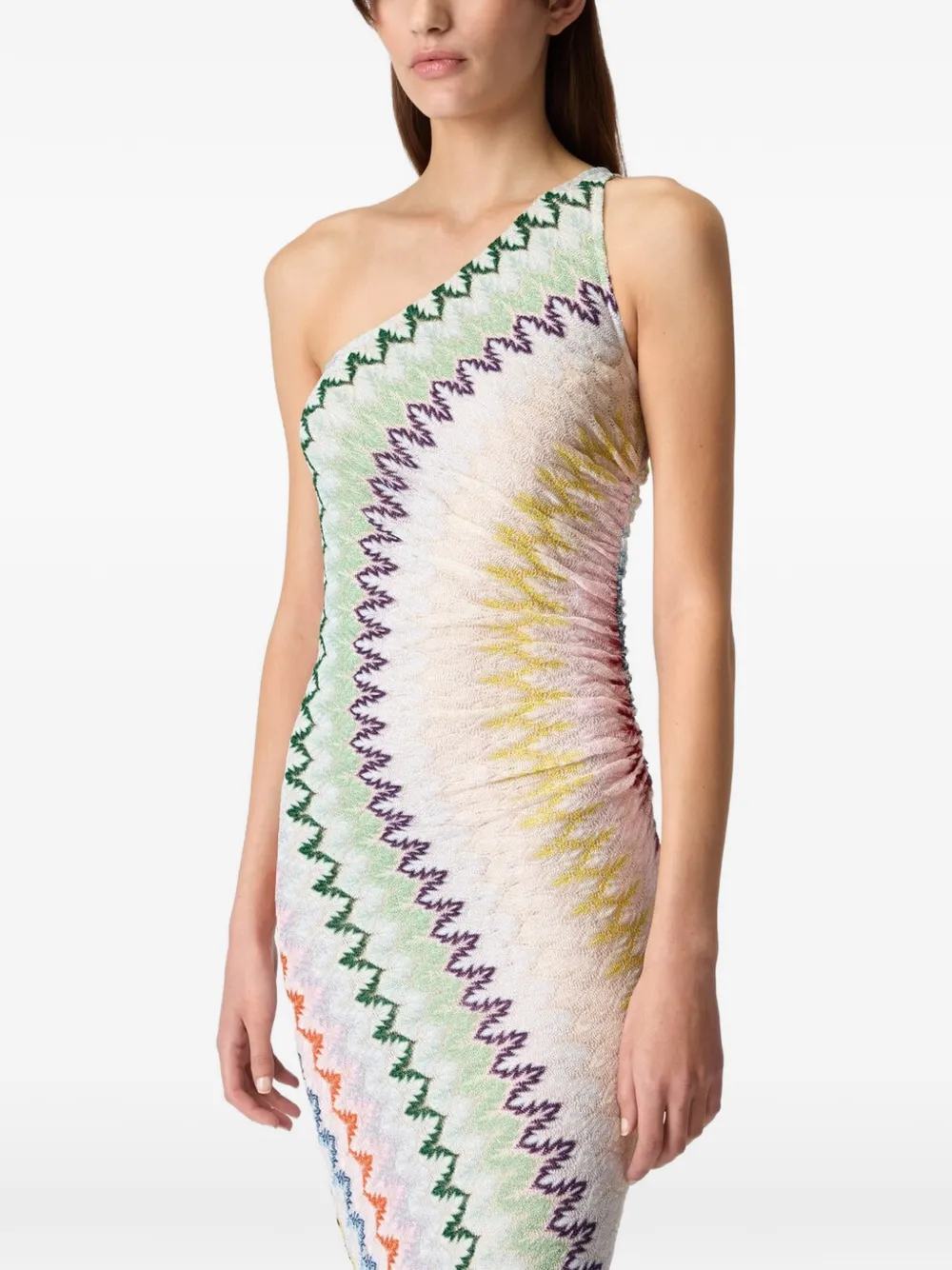 Missoni Asymmetrische maxi-jurk met zigzag-patroon Beige
