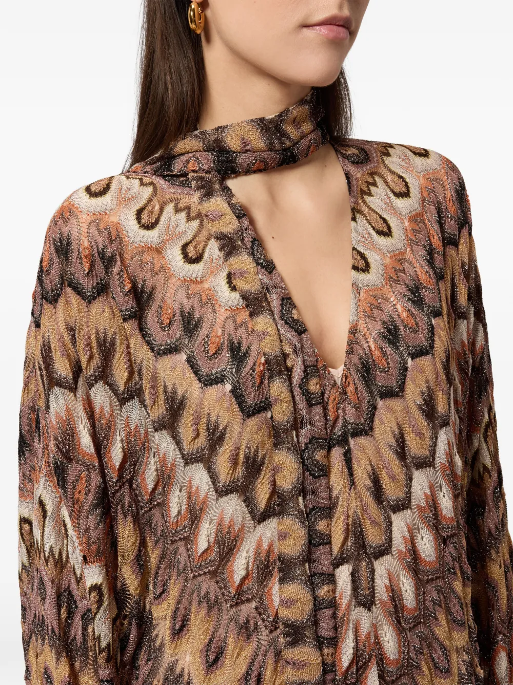 Missoni Jurk met lange mouwen Bruin