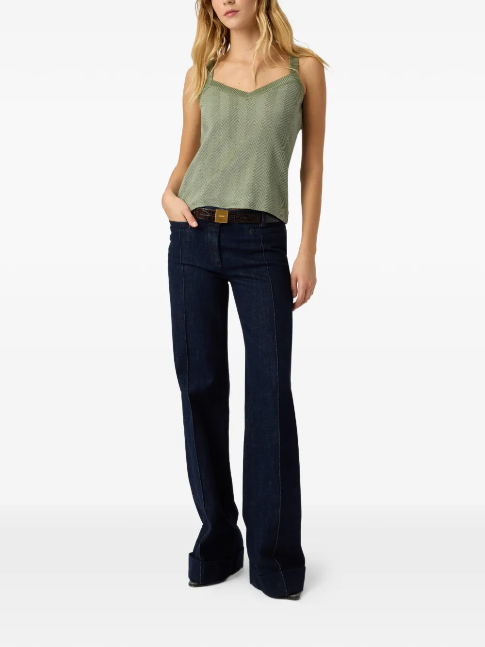  Missoni V-neck Chevron-pattern Tank Top - Green 